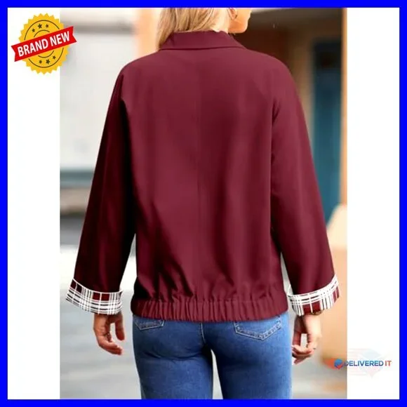 Oversized Snap Button Jacket Color Blocked Sleeves Chic Fall Casual Coat